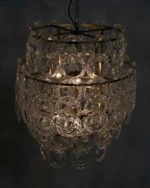 Noir Quebec Chandelier - Elegant Antique Brass Finish with Glass Accents for Timeless Home Décor Appeal LAMP703MB