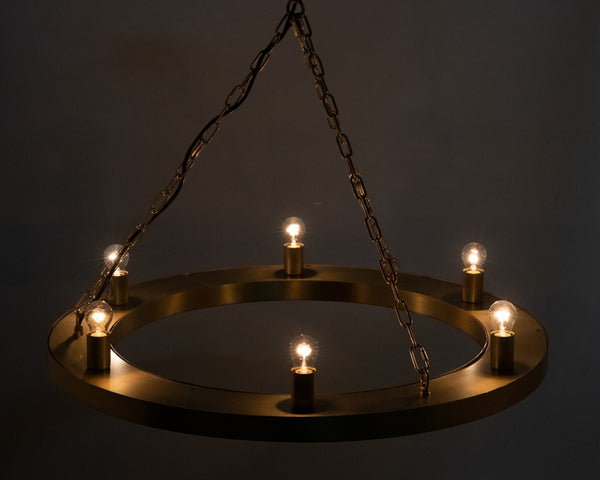 Noir Ciro Chandelier - Vintage-Inspired Metal Pendant with Brass Finish for Modern Dining & Living Spaces LAMP717MB