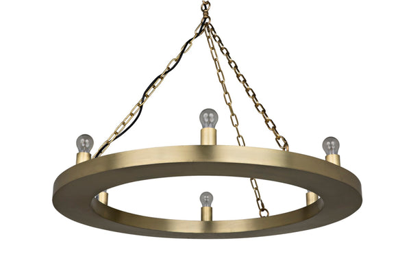 Noir Ciro Chandelier - Vintage-Inspired Metal Pendant with Brass Finish for Modern Dining & Living Spaces LAMP717MB