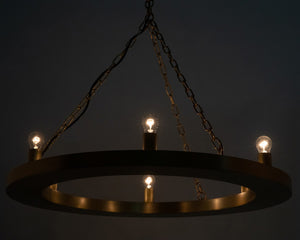 Noir Ciro Chandelier - Vintage-Inspired Metal Pendant with Brass Finish for Modern Dining & Living Spaces LAMP717MB