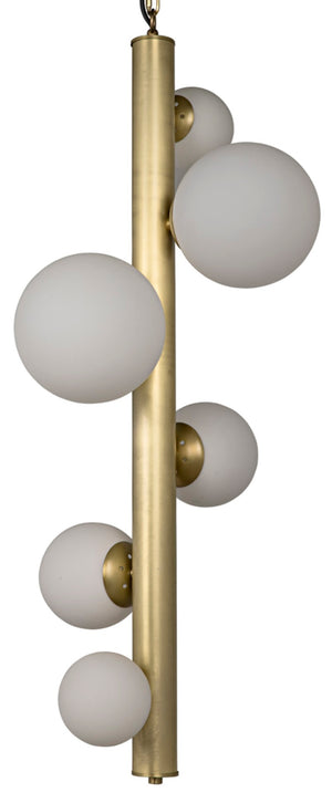 Noir Orellana Chandelier - Elegant Mid-Century Design with Antique Brass Finish & 6 Glass Orbs for Ambiance LAMP719MB