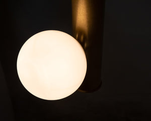 Noir Orellana Chandelier - Elegant Mid-Century Design with Antique Brass Finish & 6 Glass Orbs for Ambiance LAMP719MB