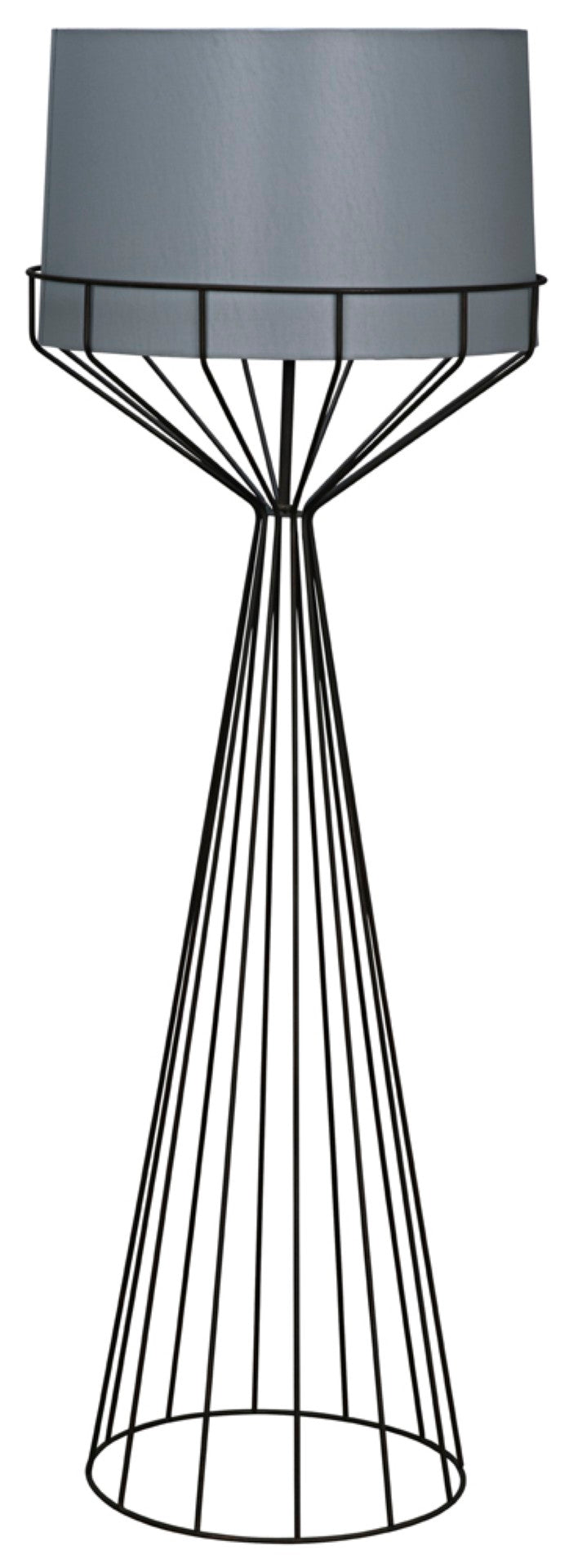 Noir Portal Modern Floor Lamp - Black Iron Cage with Gray Shade for Ambient Lighting in Any Space LAMP720BMTB