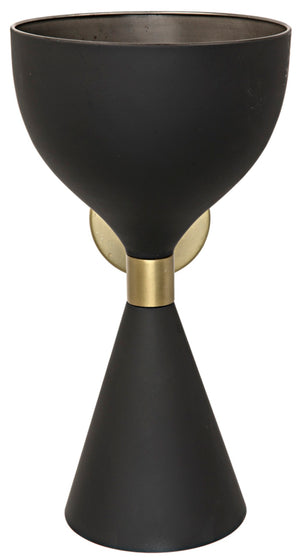 Noir Aegeon Sconce - Modern Black Iron Wall Light with Antique Brass Accents for Stylish Home Decor LAMP723MTB