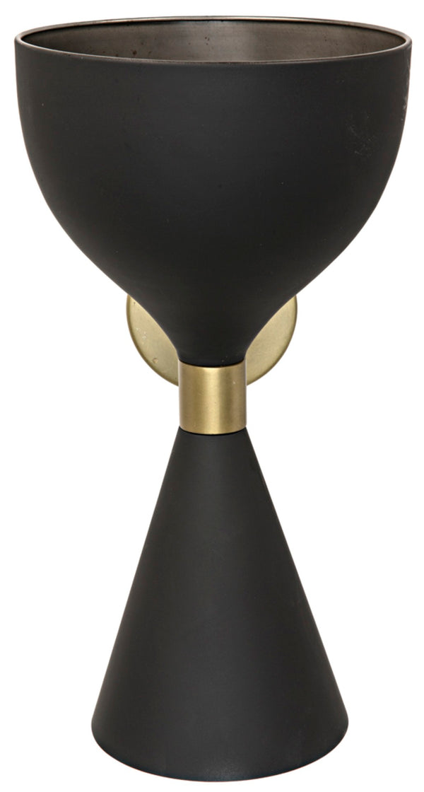 Noir Aegeon Sconce - Modern Black Iron Wall Light with Antique Brass Accents for Stylish Home Decor LAMP723MTB