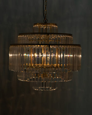 Noir Quintus Chandelier: Antique Brass Elegance with Crystal-Like Glass for Timeless Home Illumination LAMP727MB