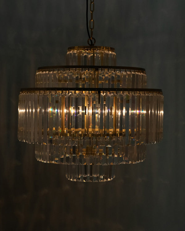 Noir Quintus Chandelier: Antique Brass Elegance with Crystal-Like Glass for Timeless Home Illumination LAMP727MB
