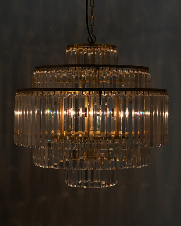 Noir Quintus Chandelier: Antique Brass Elegance with Crystal-Like Glass for Timeless Home Illumination LAMP727MB