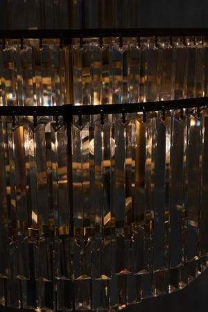 Noir Quintus Chandelier: Antique Brass Elegance with Crystal-Like Glass for Timeless Home Illumination LAMP727MB