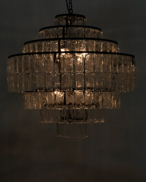 Noir Satellite Chandelier - Stunning Black Iron Starburst Design with Sparkling Glass Paillettes Accents LAMP730MTB