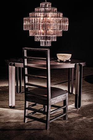 Noir Satellite Chandelier - Stunning Black Iron Starburst Design with Sparkling Glass Paillettes Accents LAMP730MTB