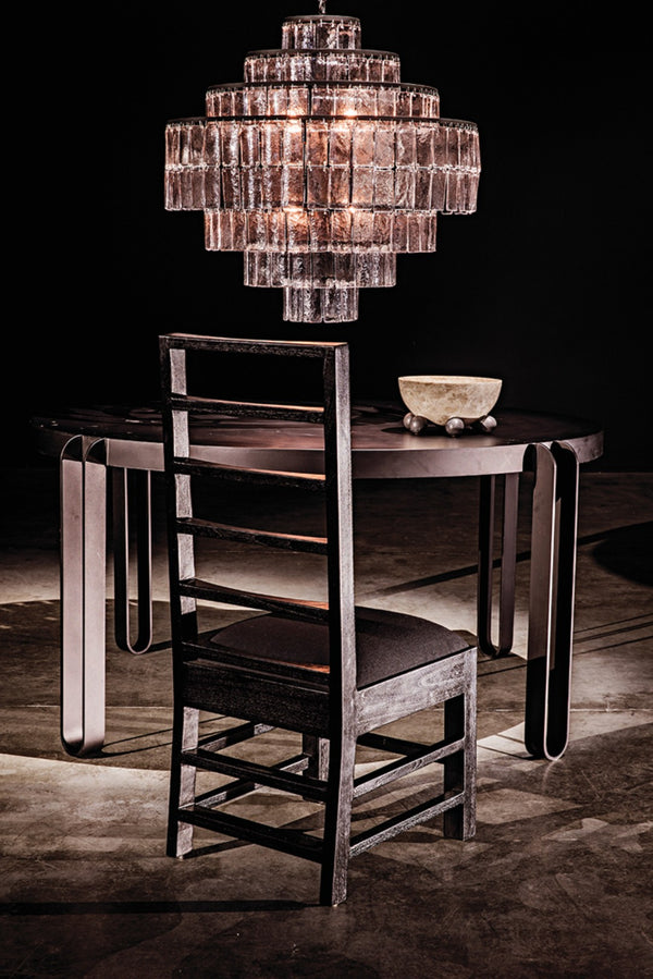 Noir Satellite Chandelier - Stunning Black Iron Starburst Design with Sparkling Glass Paillettes Accents LAMP730MTB