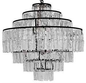 Noir Satellite Chandelier - Stunning Black Iron Starburst Design with Sparkling Glass Paillettes Accents LAMP730MTB