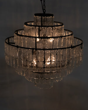 Noir Satellite Chandelier - Stunning Black Iron Starburst Design with Sparkling Glass Paillettes Accents LAMP730MTB