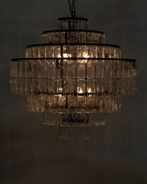 Noir Satellite Chandelier - Stunning Black Iron Starburst Design with Sparkling Glass Paillettes Accents LAMP730MTB