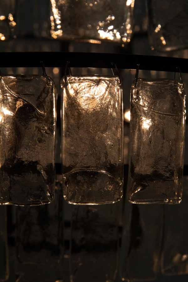 Noir Satellite Chandelier - Stunning Black Iron Starburst Design with Sparkling Glass Paillettes Accents LAMP730MTB