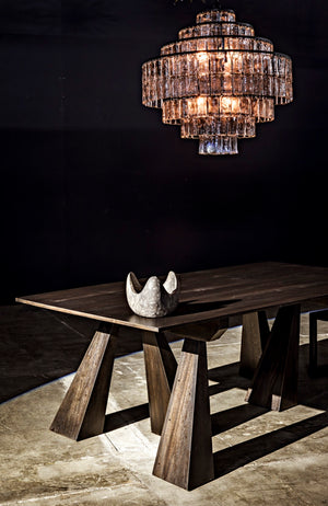 Noir Satellite Chandelier - Stunning Black Iron Starburst Design with Sparkling Glass Paillettes Accents LAMP730MTB