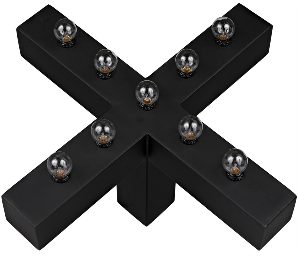 Noir Nolen Table Lamp - Handcrafted Matte Black Iron "X" Design for Modern Ambiance in Any Space LAMP739MTB