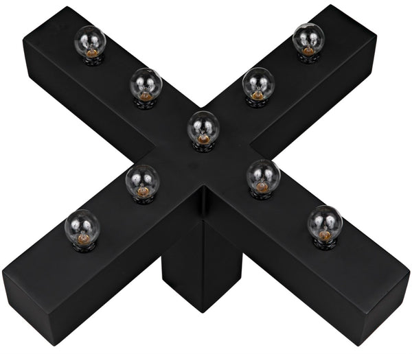 Noir Nolen Table Lamp - Handcrafted Matte Black Iron "X" Design for Modern Ambiance in Any Space LAMP739MTB