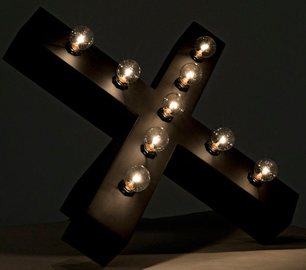 Noir Nolen Table Lamp - Handcrafted Matte Black Iron "X" Design for Modern Ambiance in Any Space LAMP739MTB