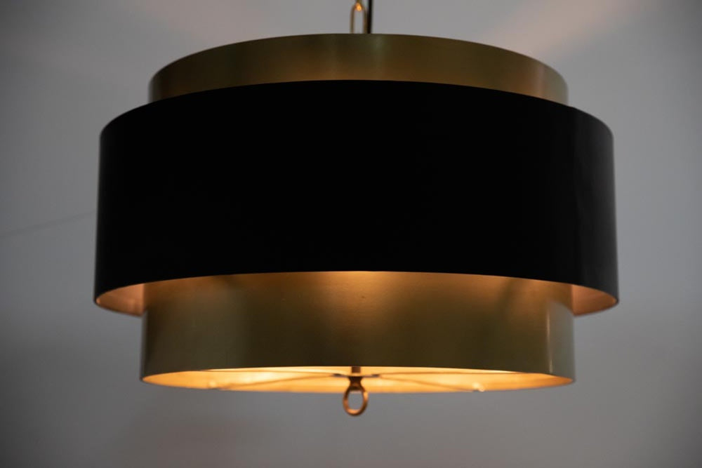 Noir Demetrius Pendant Light - Handcrafted Metal Sculpture in Black & Antique Brass for Modern Interiors LAMP742