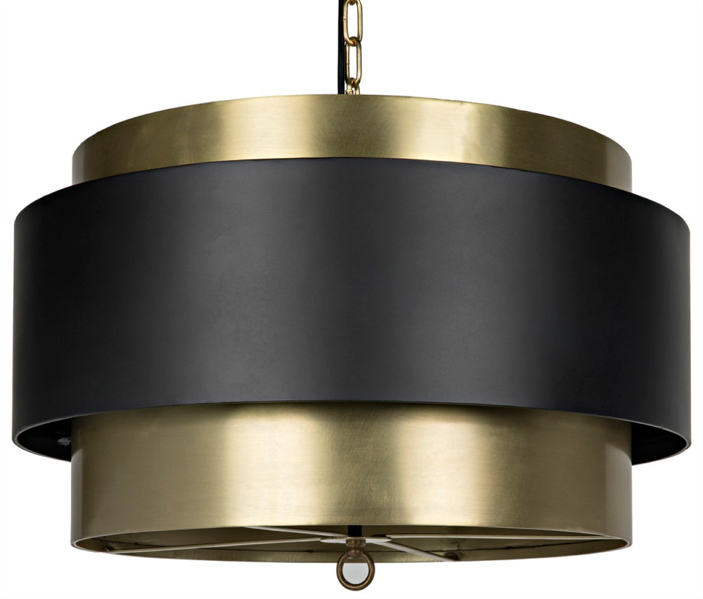 Noir Demetrius Pendant Light - Handcrafted Metal Sculpture in Black & Antique Brass for Modern Interiors LAMP742