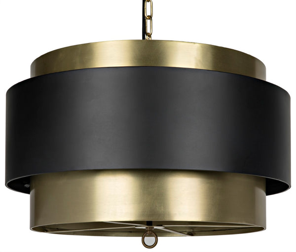 Noir Demetrius Pendant Light - Handcrafted Metal Sculpture in Black & Antique Brass for Modern Interiors LAMP742