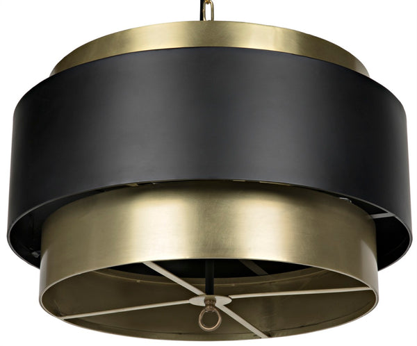 Noir Demetrius Pendant Light - Handcrafted Metal Sculpture in Black & Antique Brass for Modern Interiors LAMP742