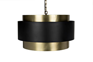 Noir Demetrius Pendant Light - Handcrafted Metal Sculpture in Black & Antique Brass for Modern Interiors LAMP742