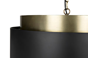 Noir Demetrius Pendant Light - Handcrafted Metal Sculpture in Black & Antique Brass for Modern Interiors LAMP742
