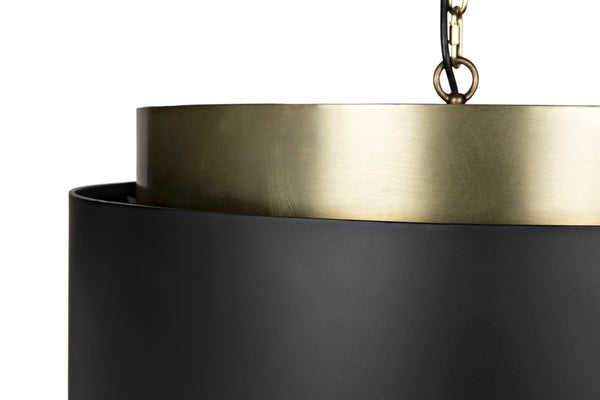 Noir Demetrius Pendant Light - Handcrafted Metal Sculpture in Black & Antique Brass for Modern Interiors LAMP742