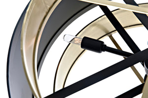 Noir Demetrius Pendant Light - Handcrafted Metal Sculpture in Black & Antique Brass for Modern Interiors LAMP742