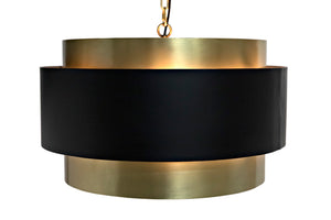 Noir Demetrius Pendant Light - Handcrafted Metal Sculpture in Black & Antique Brass for Modern Interiors LAMP742