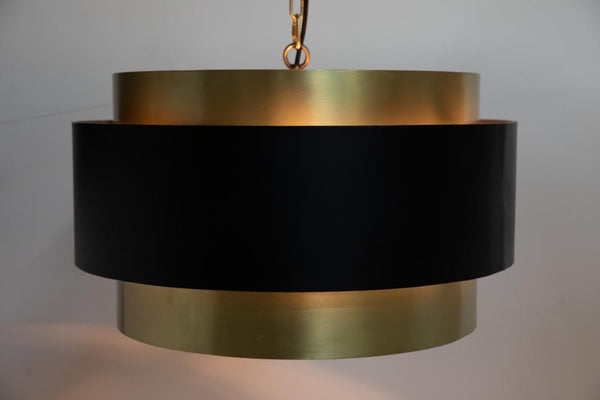 Noir Demetrius Pendant Light - Handcrafted Metal Sculpture in Black & Antique Brass for Modern Interiors LAMP742