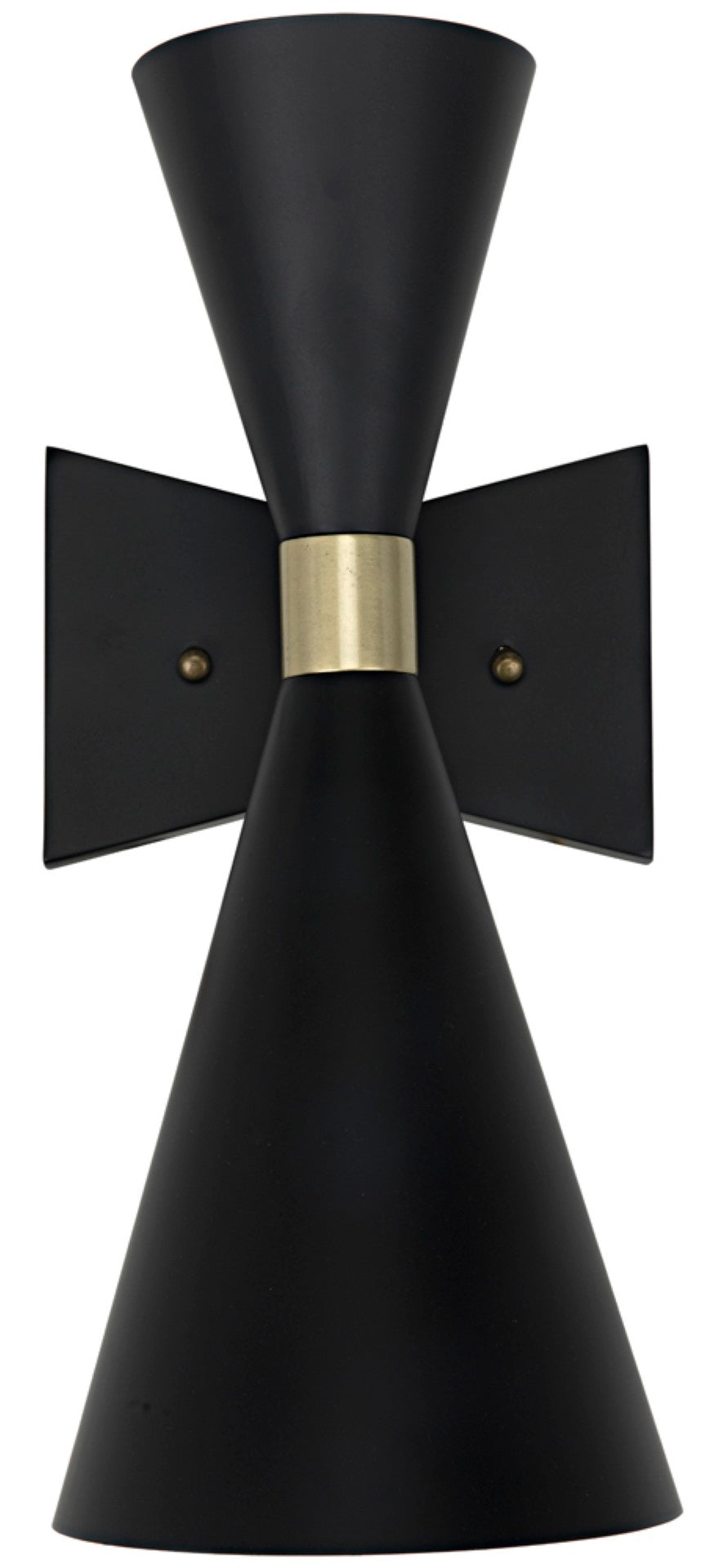 Noir Ariel Sconce - Artisan-Crafted Black Iron Wall Fixture with Dual Cone Shades for Stylish Lighting LAMP743MTB