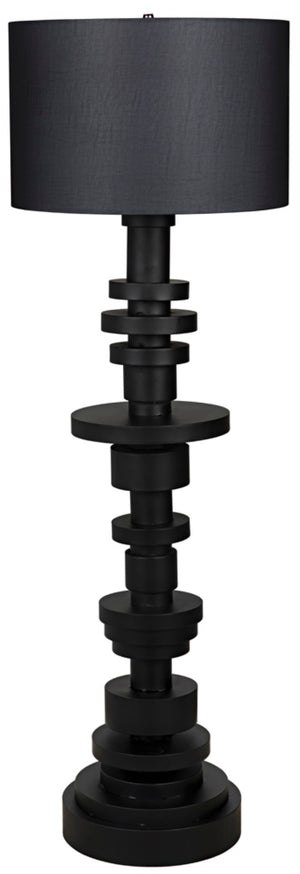 Noir Wilton Modern Floor Lamp with Sculptural Matte Black Base & Coordinated Shade for Ambient Lighting LAMP749MTBSH