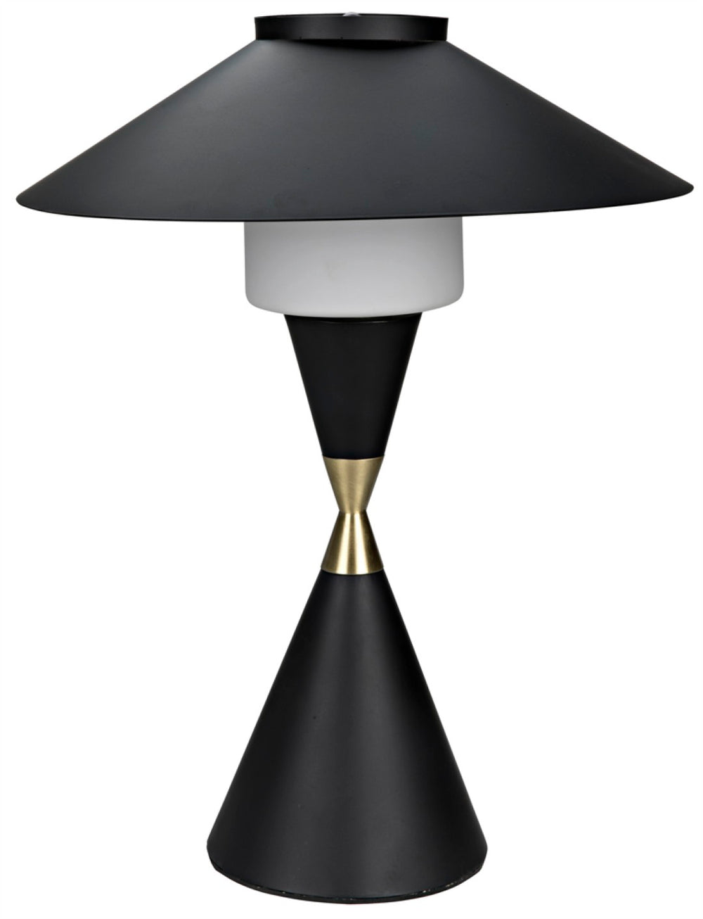 Noir Lucia Table Lamp - Handcrafted Black Iron with Brass Accents, Stylish Modern Design for Any Space LAMP750MTB-MB