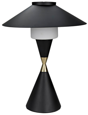 Noir Lucia Table Lamp - Handcrafted Black Iron with Brass Accents, Stylish Modern Design for Any Space LAMP750MTB-MB