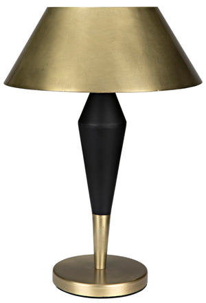 Noir Blau Table Lamp - Handcrafted Iron with Polished Brass Finish, Art Deco Style for Modern Interiors LAMP751MTB-MB
