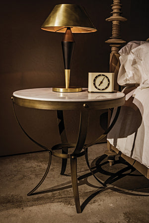 Noir Blau Table Lamp - Handcrafted Iron with Polished Brass Finish, Art Deco Style for Modern Interiors LAMP751MTB-MB