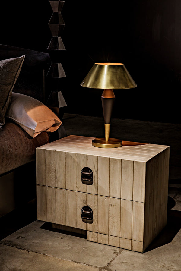 Noir Blau Table Lamp - Handcrafted Iron with Polished Brass Finish, Art Deco Style for Modern Interiors LAMP751MTB-MB