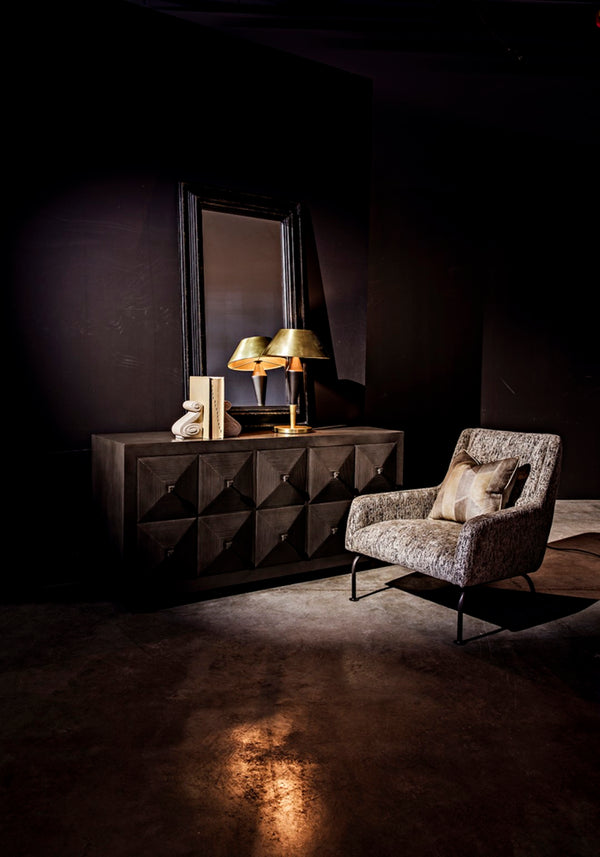 Noir Blau Table Lamp - Handcrafted Iron with Polished Brass Finish, Art Deco Style for Modern Interiors LAMP751MTB-MB