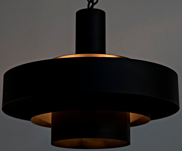 Noir Parlor Pendant Light Fixture - Handcrafted Black Iron Design for Modern Interiors & Ambient Lighting LAMP753MTB