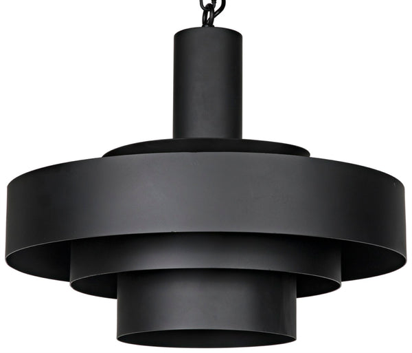 Noir Parlor Pendant Light Fixture - Handcrafted Black Iron Design for Modern Interiors & Ambient Lighting LAMP753MTB