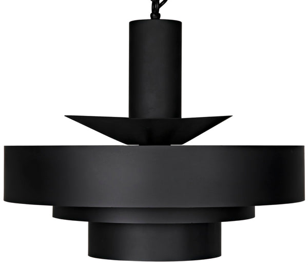 Noir Parlor Pendant Light Fixture - Handcrafted Black Iron Design for Modern Interiors & Ambient Lighting LAMP753MTB