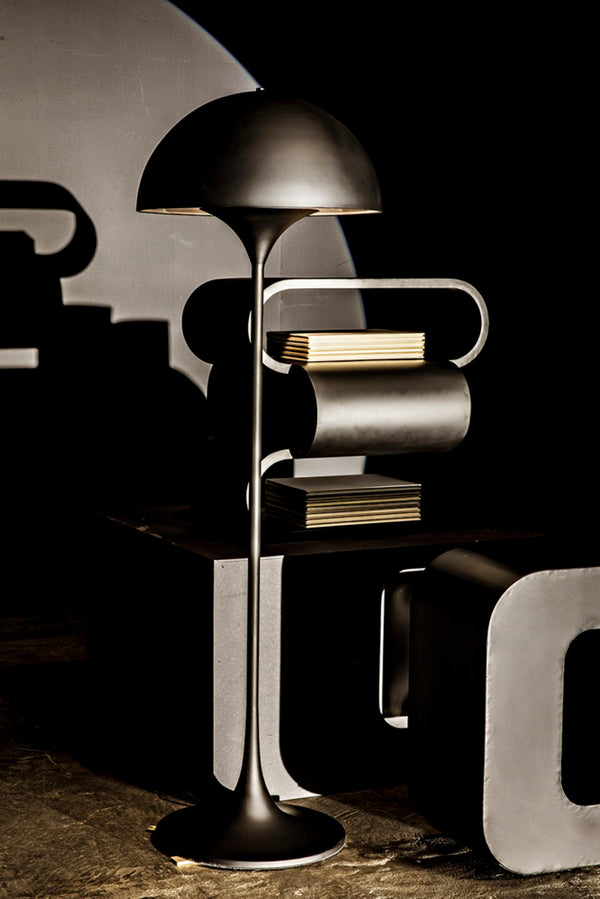 Noir Cataracta Floor Lamp - Handcrafted Matte Black Iron, Modern Minimalist Design for Any Room Elegance LAMP757MTB