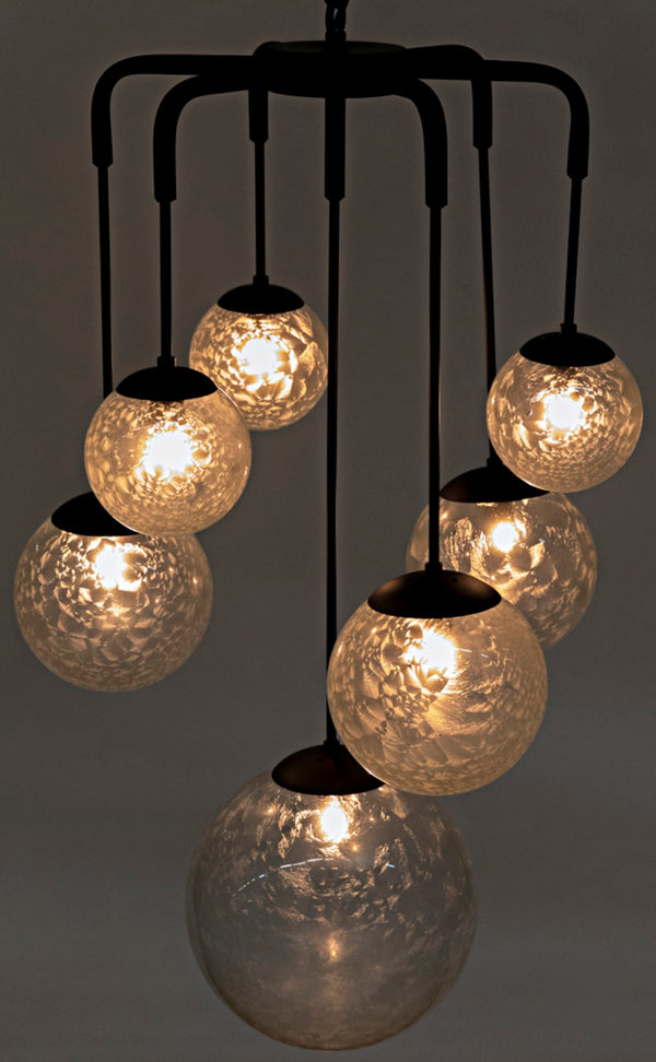 Noir Artemis Chandelier - Modern Minimalist Design with Handblown Glass Orbs and Matte Black Finish LAMP762MTB