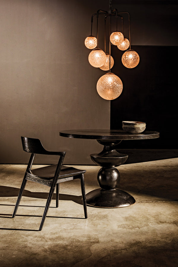 Noir Artemis Chandelier - Modern Minimalist Design with Handblown Glass Orbs and Matte Black Finish LAMP762MTB