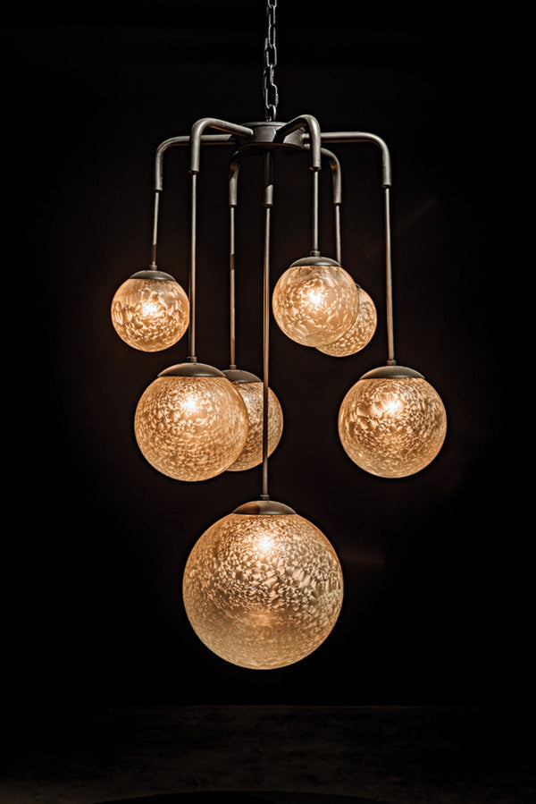 Noir Artemis Chandelier - Modern Minimalist Design with Handblown Glass Orbs and Matte Black Finish LAMP762MTB