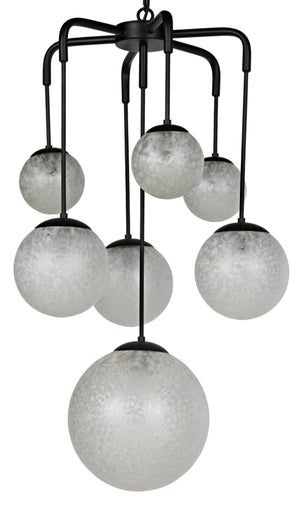 Noir Artemis Chandelier - Modern Minimalist Design with Handblown Glass Orbs and Matte Black Finish LAMP762MTB